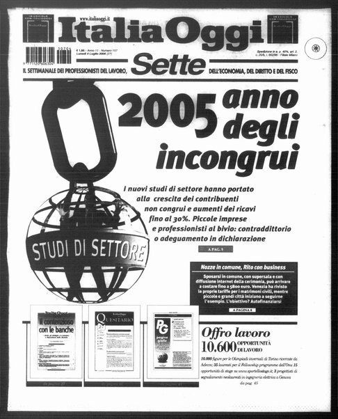 Italia oggi : quotidiano di economia finanza e politica